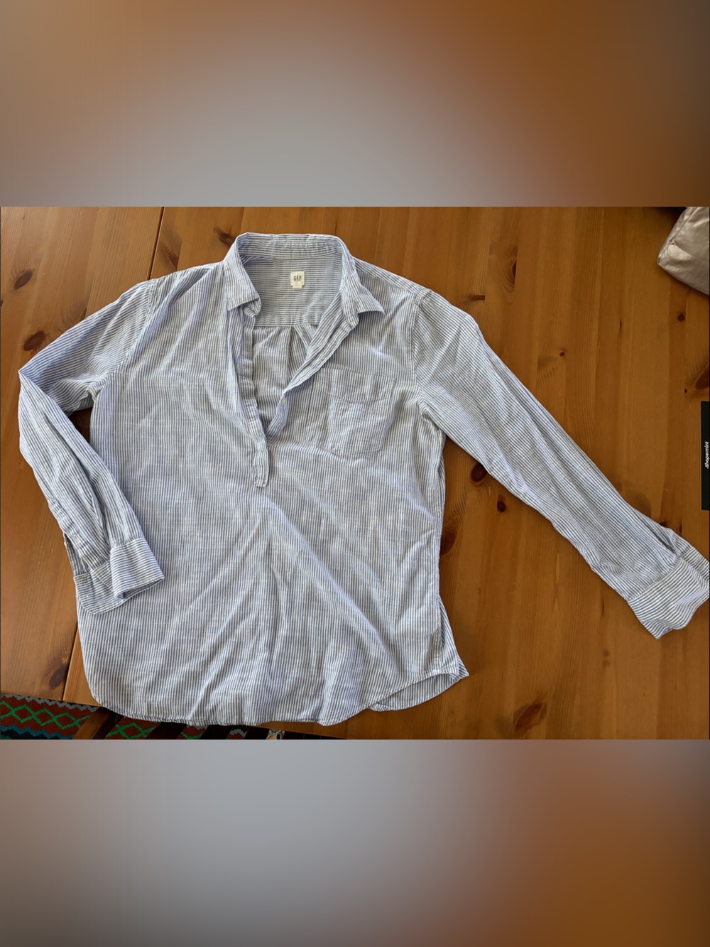 GAP Navy and White Striped Button-Down Shirt